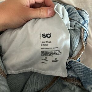 SO Blue Denim Low Rise Baggy Jeans